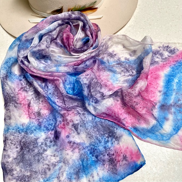 Vintage Accessories - Watercolour SILK hand painted artisan gem